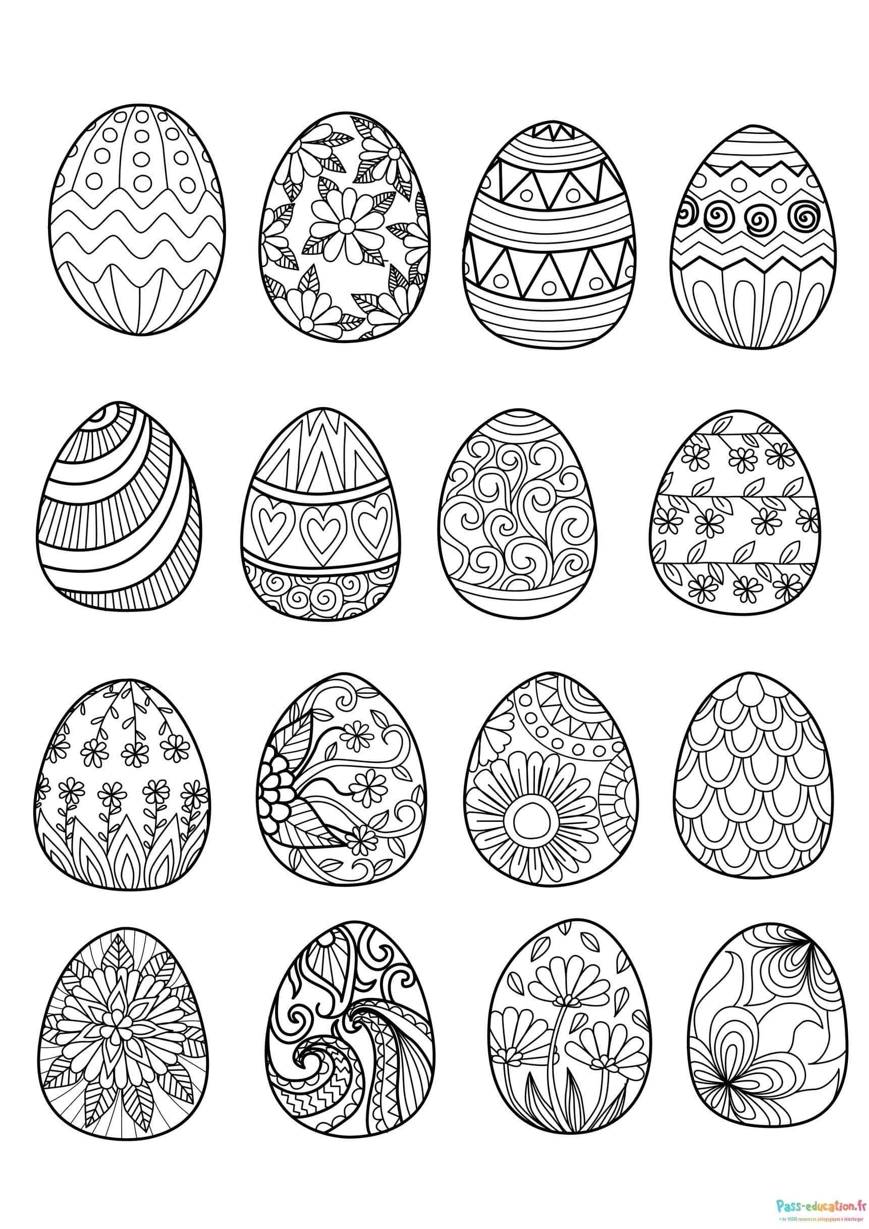 Coloriage Œufs de Pâques à imprimer et colorier
