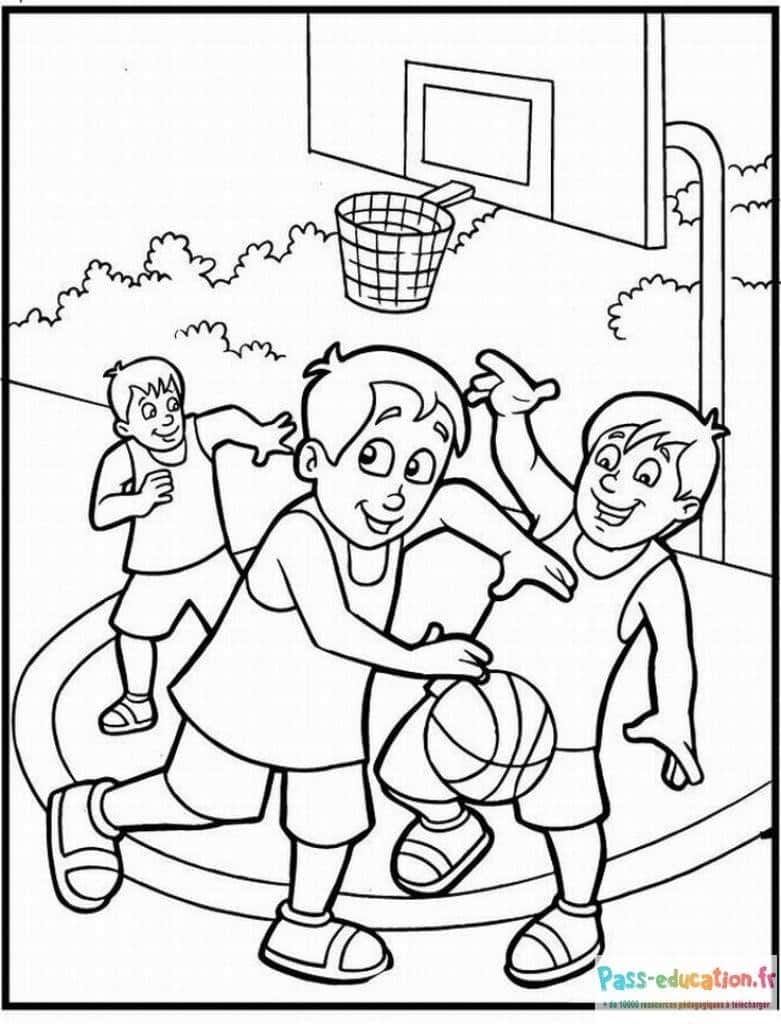Coloriage Partie de basket à imprimer et colorier