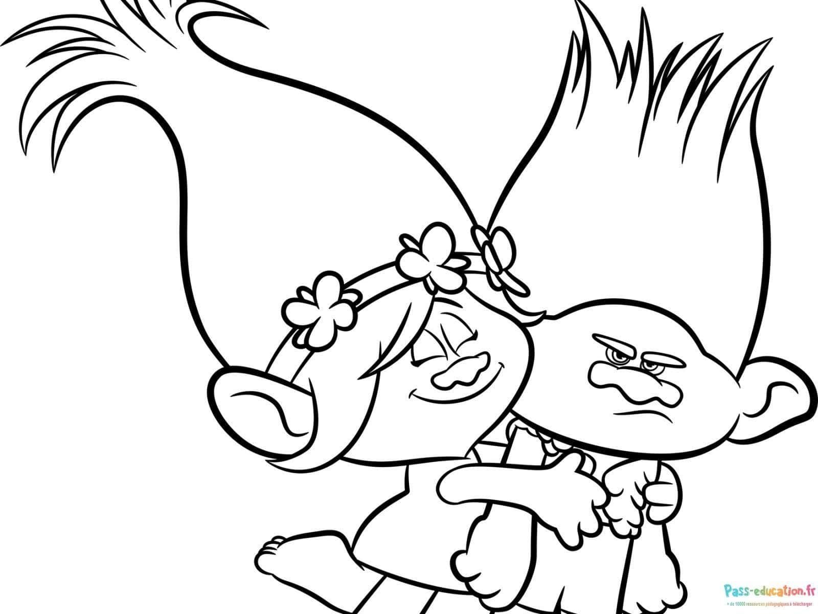 Coloriage Trolls enlacés à imprimer et colorier