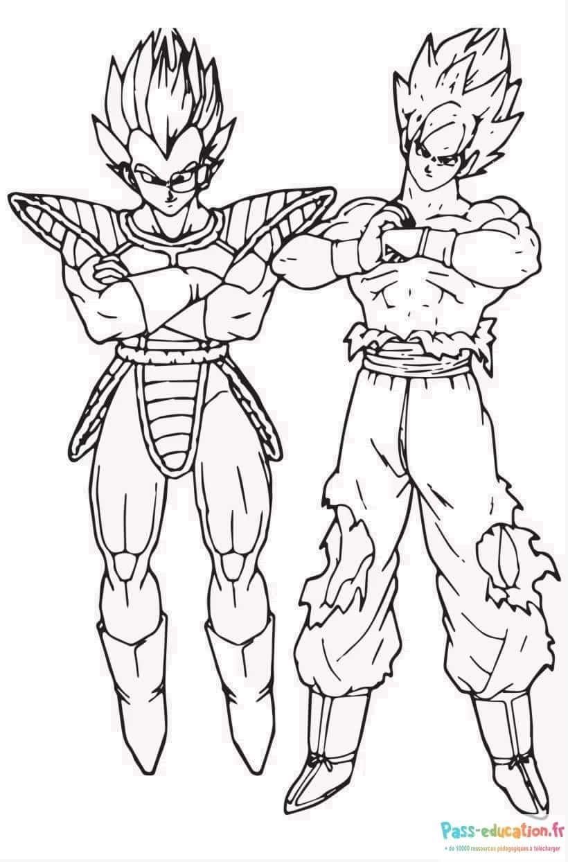 Coloriage Vegeta contre Goku à imprimer et colorier