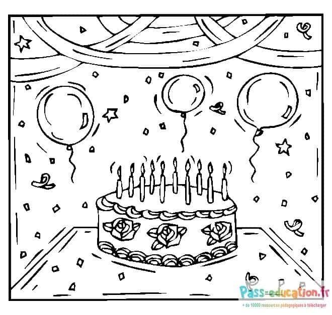 Coloriage Fête d'anniversaire à imprimer et colorier