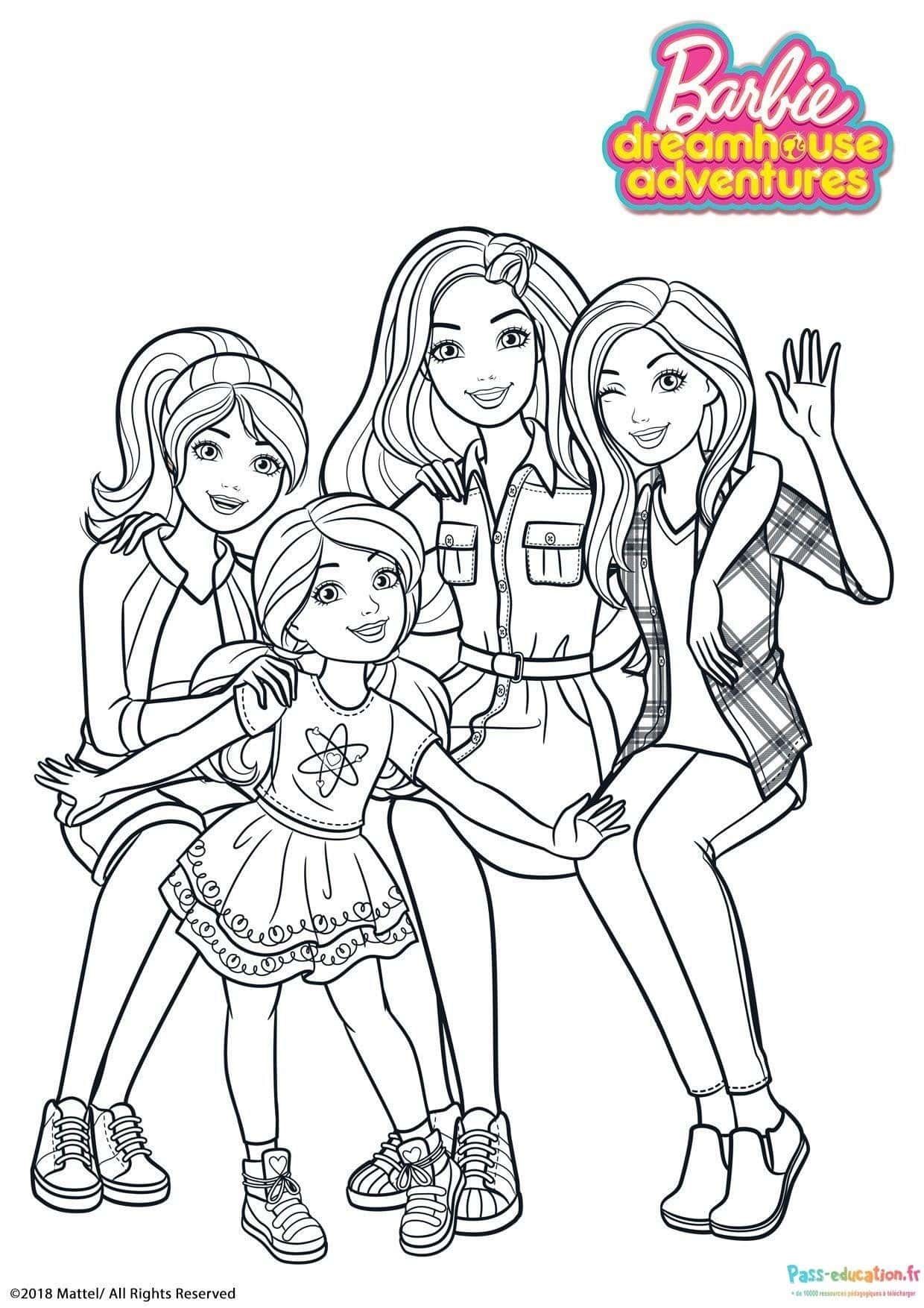 Coloriage Amitié chez Barbie à imprimer et colorier