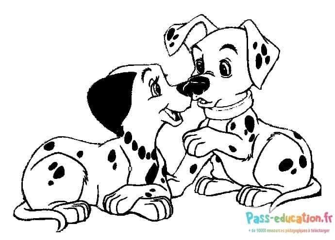Coloriage Deux dalmatiens amicaux à imprimer et colorier