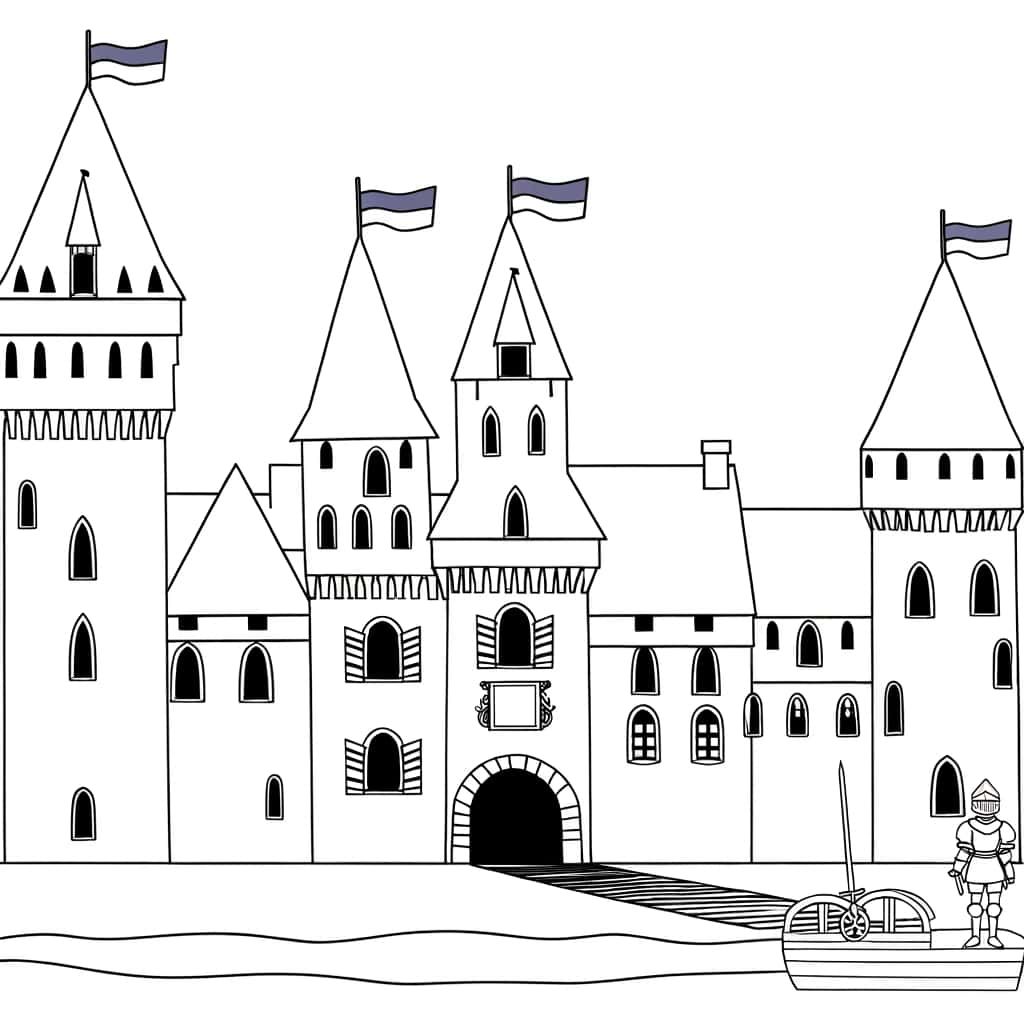 Coloriage Château Chevalier à imprimer et colorier