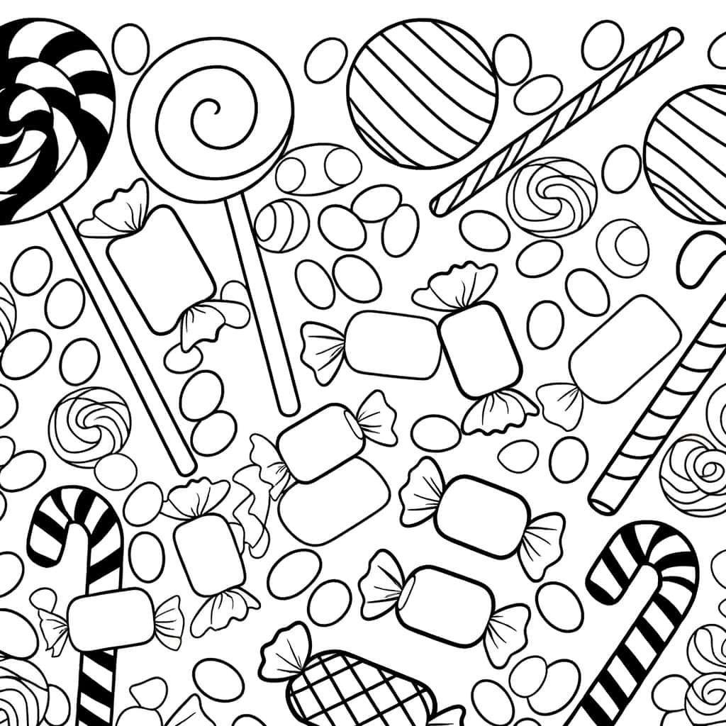 Coloriage Assortiment de bonbons à imprimer et colorier