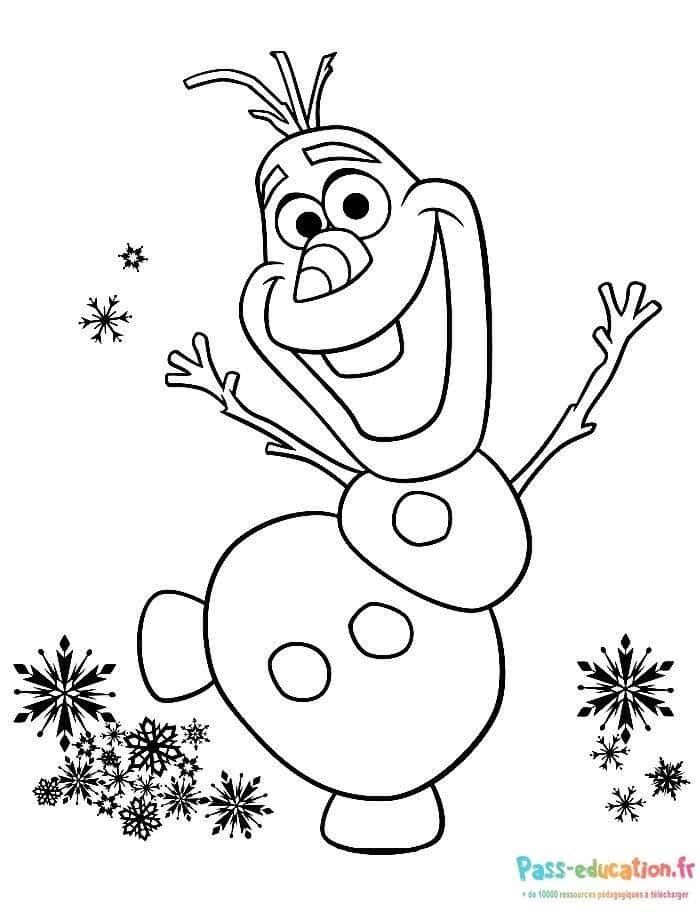 Coloriage Olaf et flocons de neige à imprimer et colorier