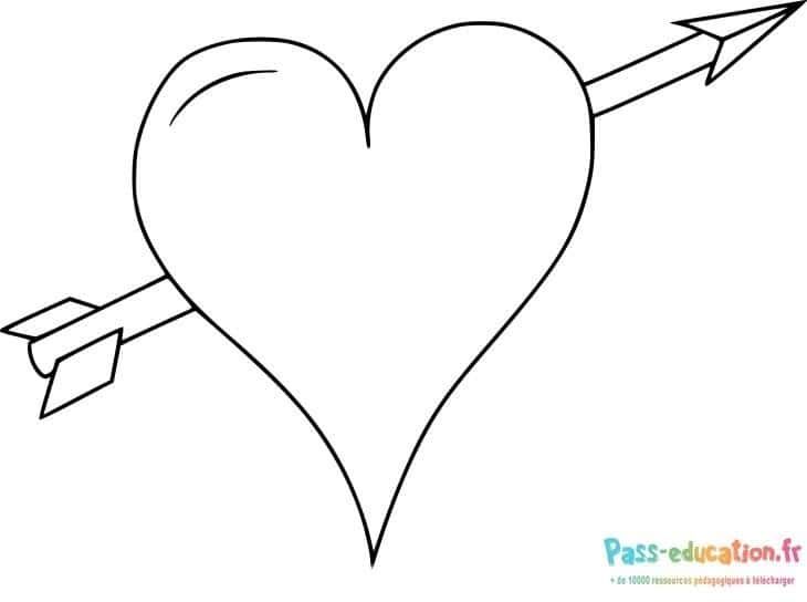 Coloriage Cœur fléché à imprimer et colorier