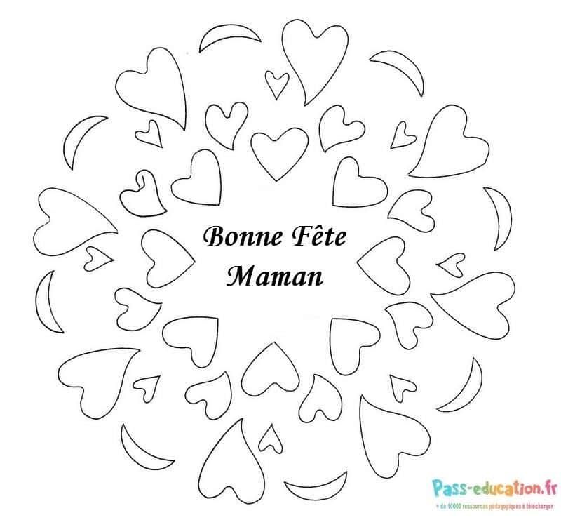 Coloriage Cœur et Amour pour Maman à imprimer et colorier