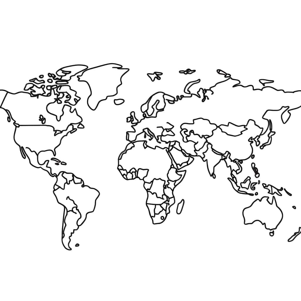 Coloriage Carte du monde à imprimer et colorier