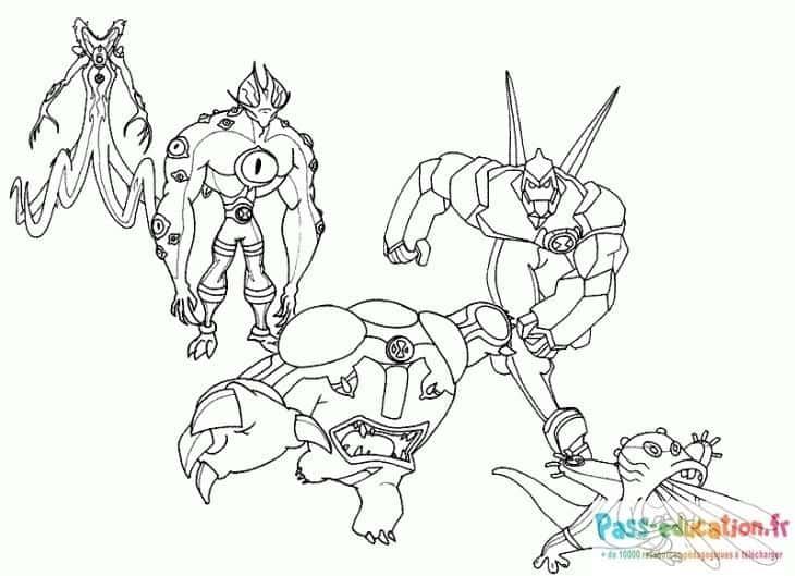 Coloriage Ben 10 en action à imprimer et colorier