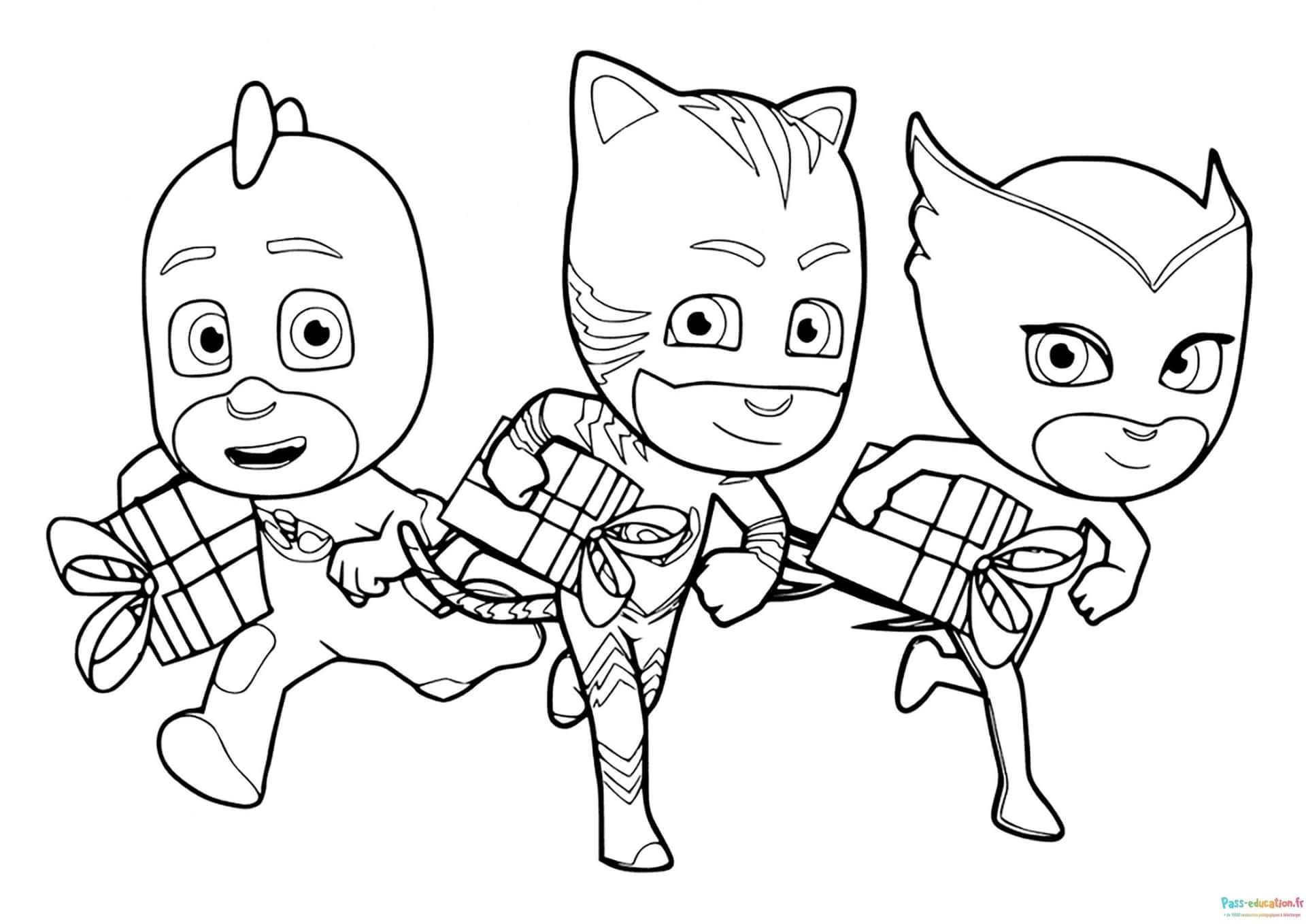 Coloriage Trio de super-héros à imprimer et colorier