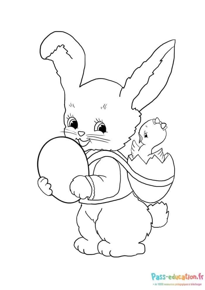Coloriage Lapin de Pâques à imprimer et colorier