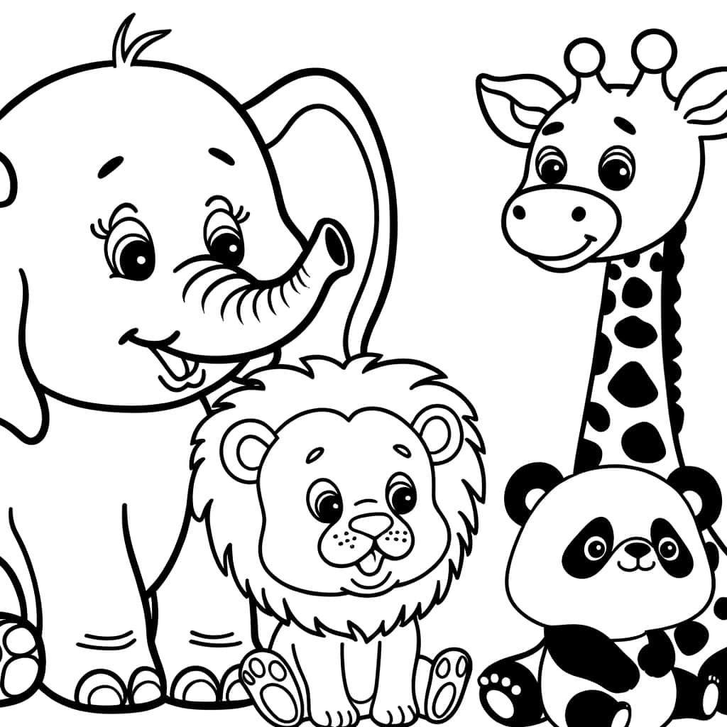 Coloriage Bébés Animaux Mignons à imprimer et colorier