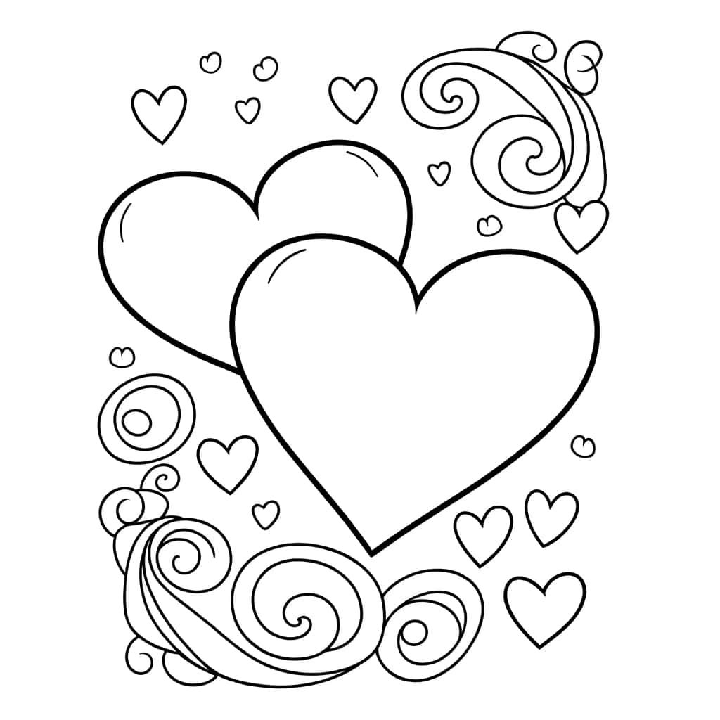 Coloriage Cœurs et arabesques à imprimer et colorier