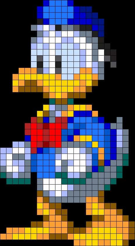 Coloriage Canard pixelisé à imprimer et colorier