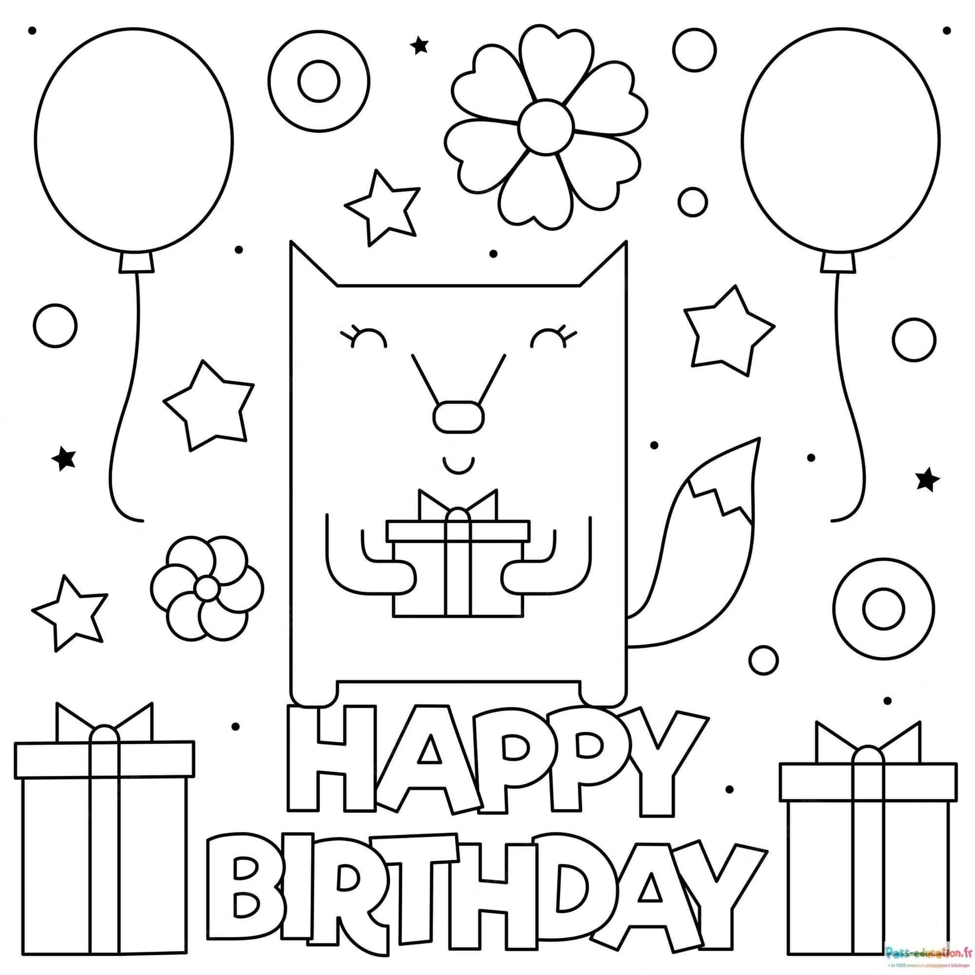 Coloriage Anniversaire festif à imprimer et colorier