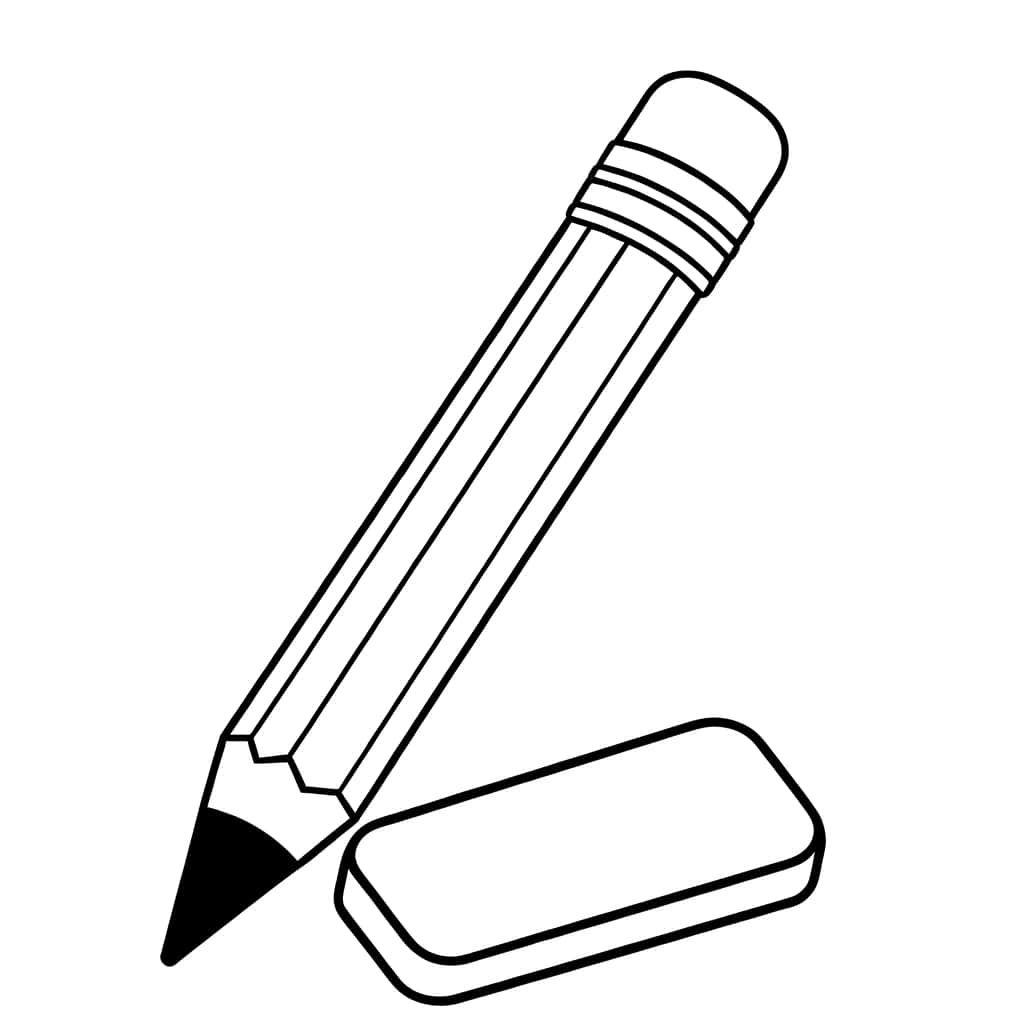 Coloriage Crayon et gomme à imprimer et colorier