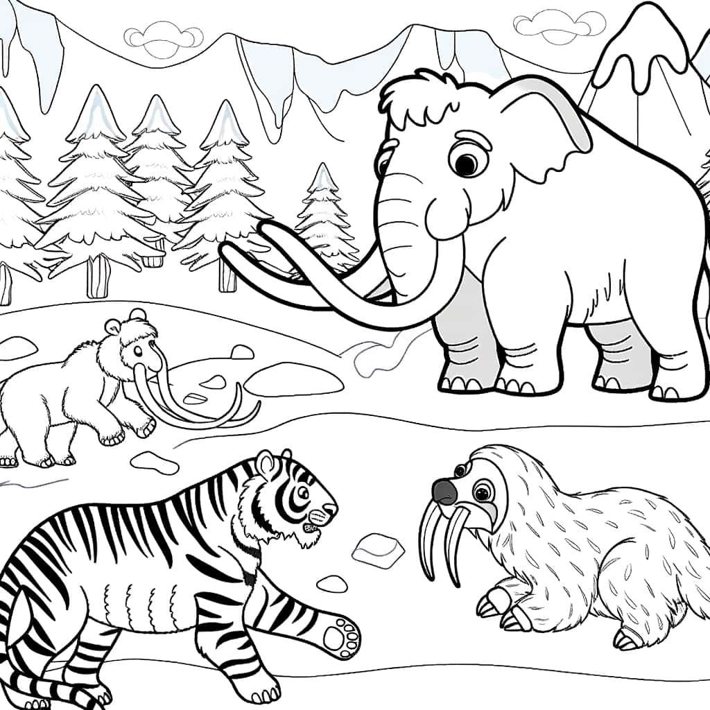 Coloriage Âge de Glace Amical à imprimer et colorier