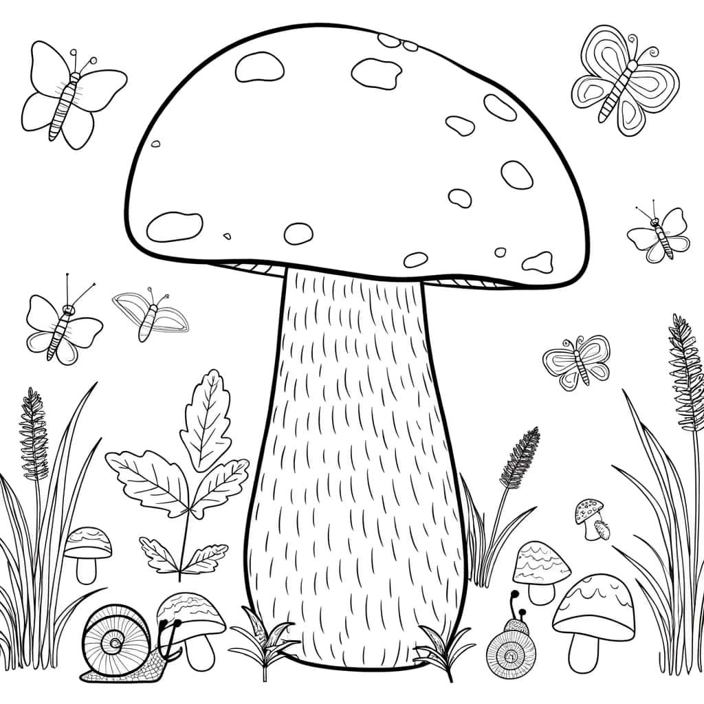Coloriage Champignon géant à imprimer et colorier