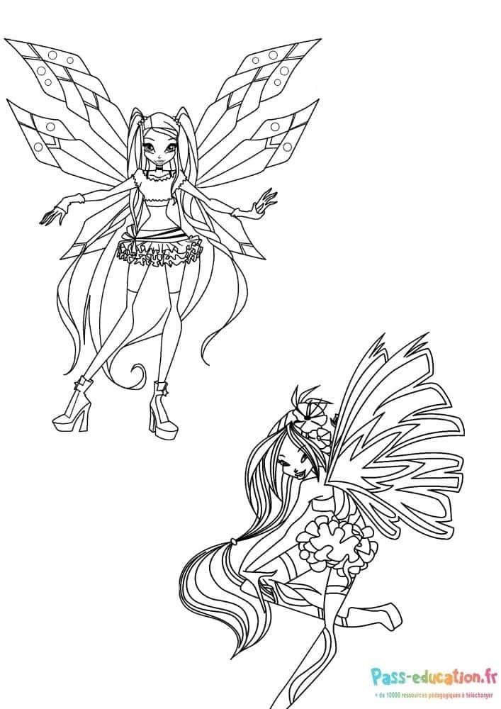 Coloriage Fées élégantes Winx à imprimer et colorier