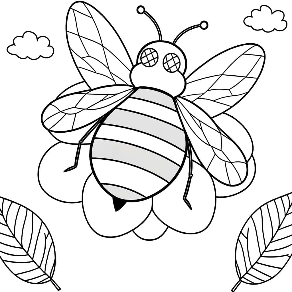 Coloriage Abeille souriante à imprimer et colorier