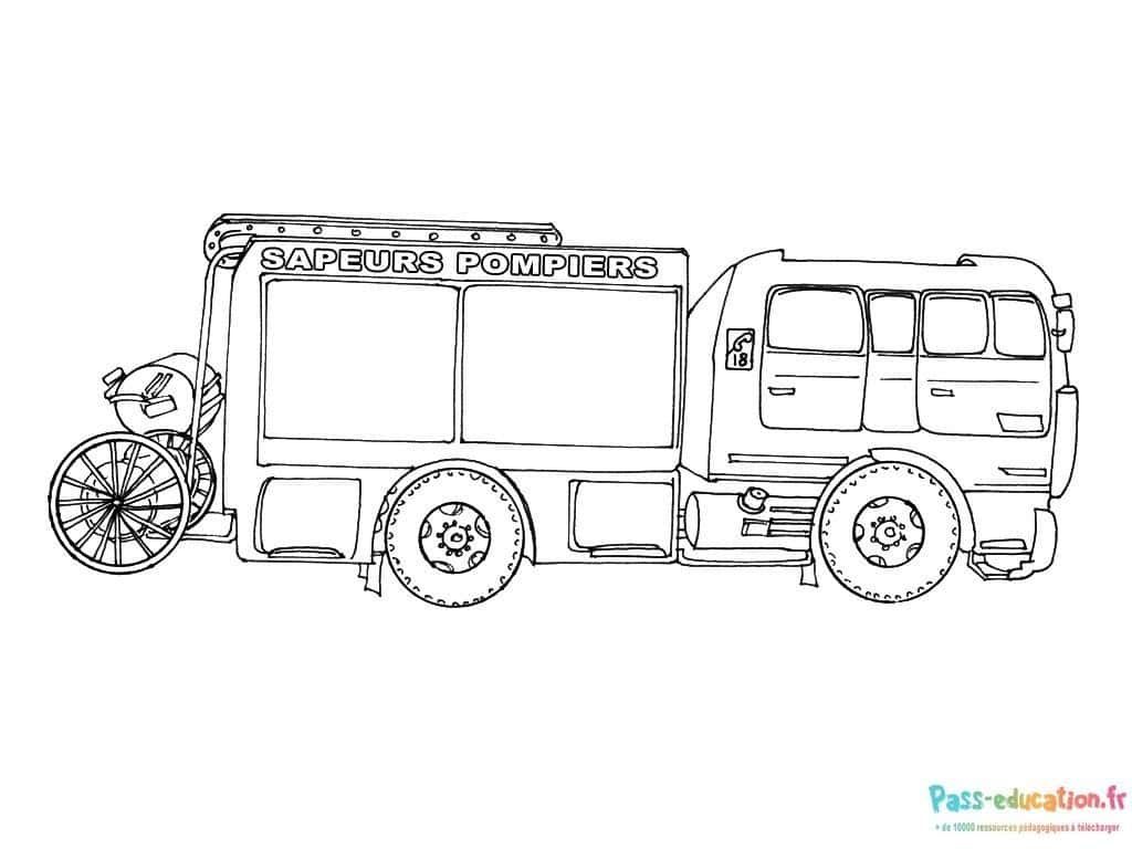 Coloriage Camion de pompiers à imprimer et colorier
