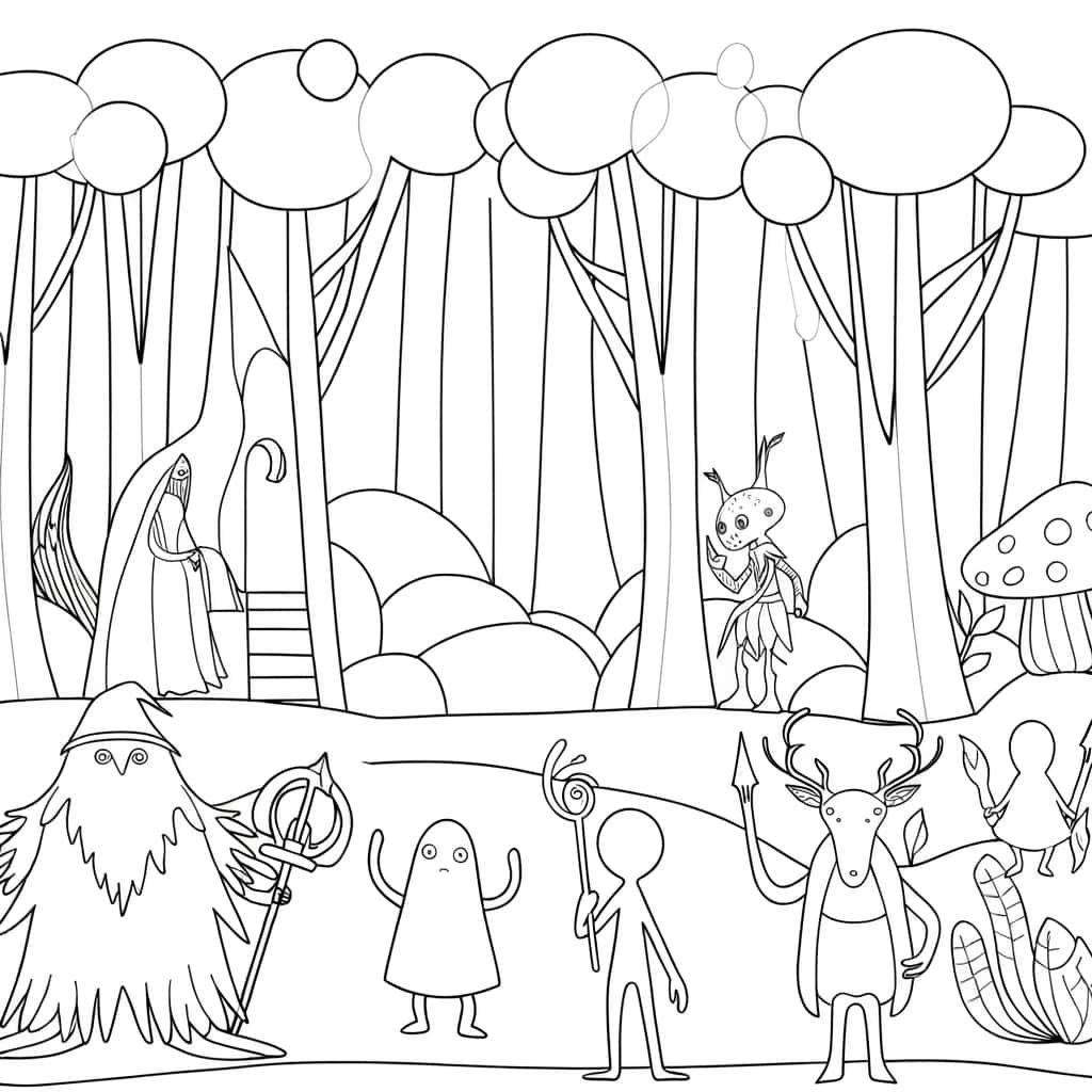 Coloriage Forêt fantastique à imprimer et colorier