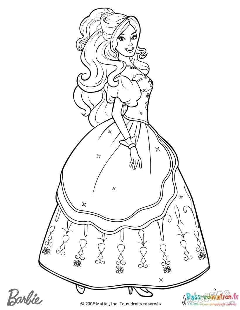 Coloriage Barbie princesse à imprimer et colorier