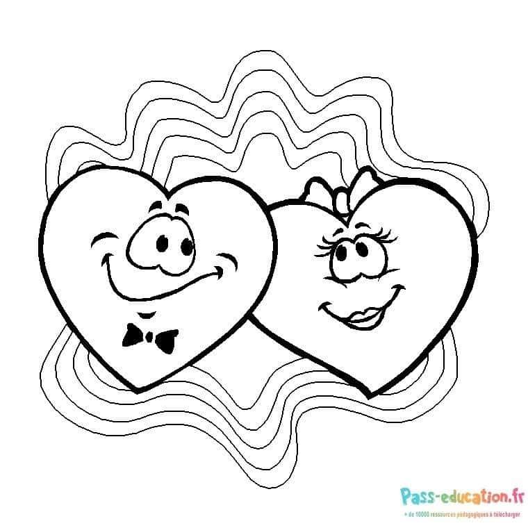 Coloriage Cœurs souriants à imprimer et colorier