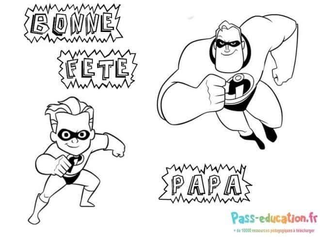 Coloriage Fête des Pères Super-héros à imprimer et colorier
