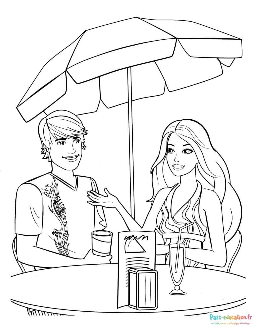 Coloriage Dîner en terrasse à imprimer et colorier