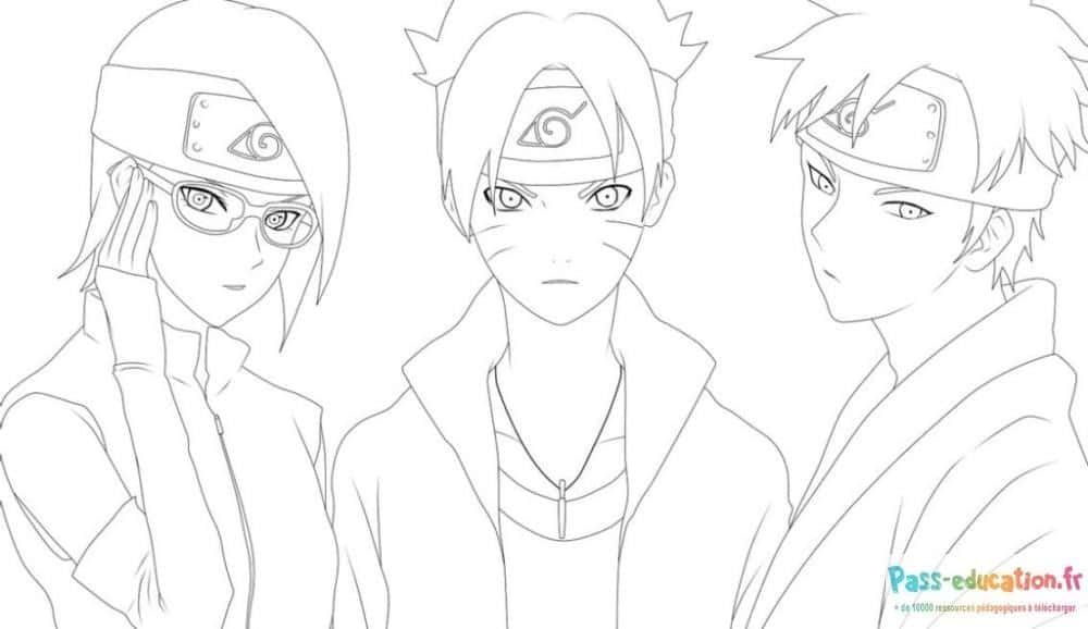 Coloriage Trio de ninjas à imprimer et colorier