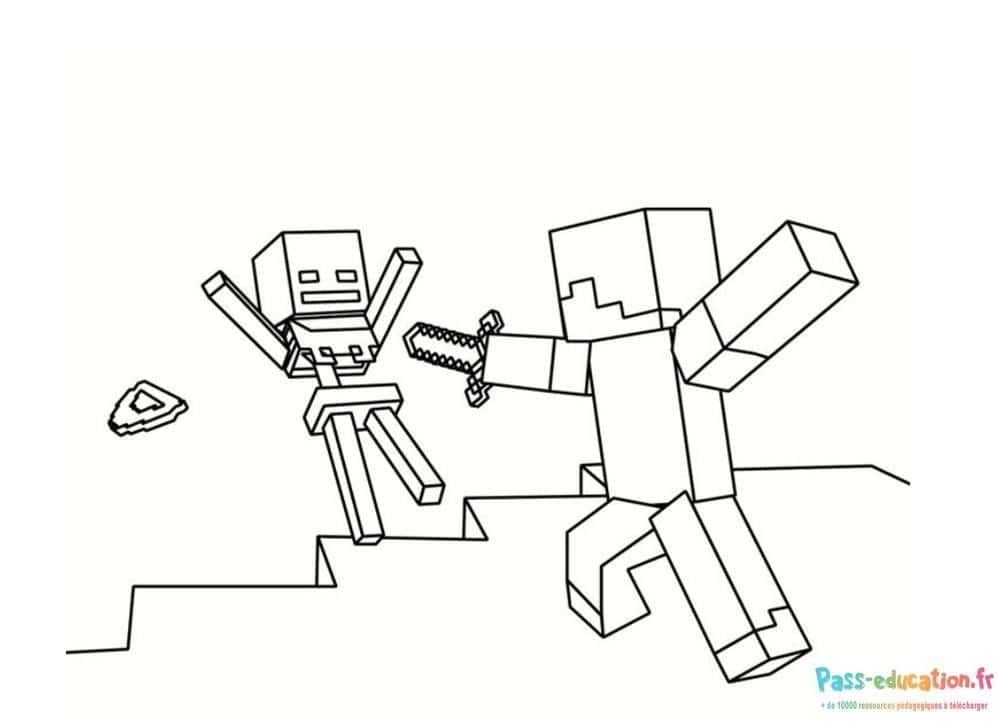 Coloriage Combat Minecraft à imprimer et colorier