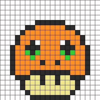 Coloriage Champignon pixel à imprimer et colorier