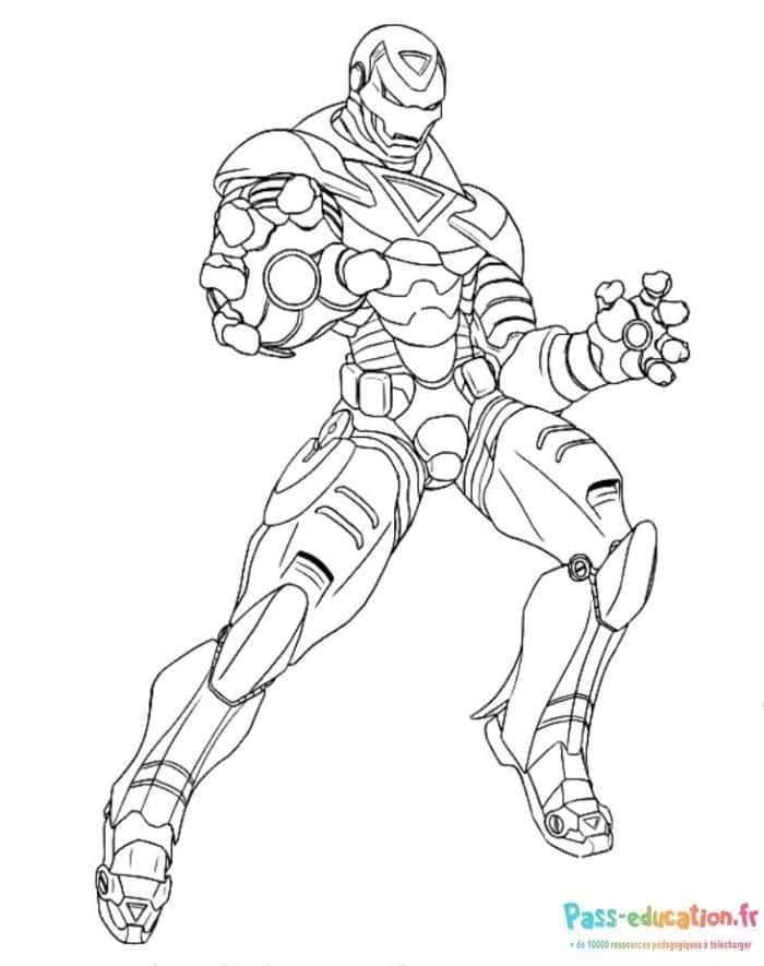 Coloriage Iron Man en action à imprimer et colorier