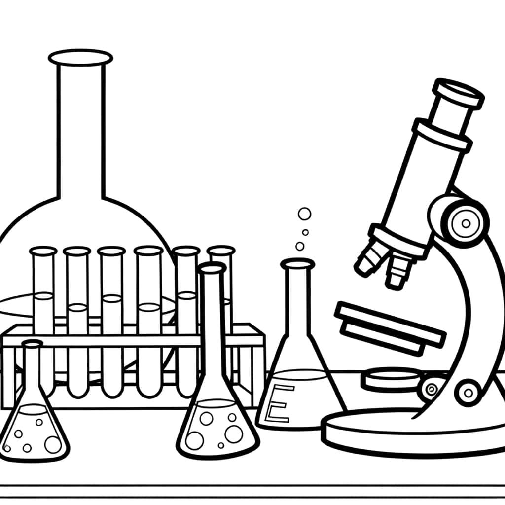 Coloriage Laboratoire de chimie à imprimer et colorier