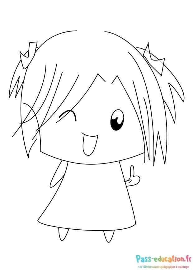 Coloriage Petite fille joyeuse à imprimer et colorier