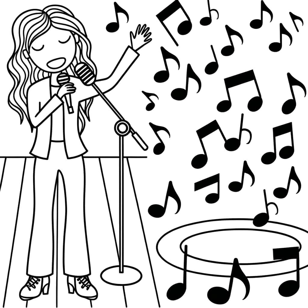 Coloriage Chanteur en action à imprimer et colorier