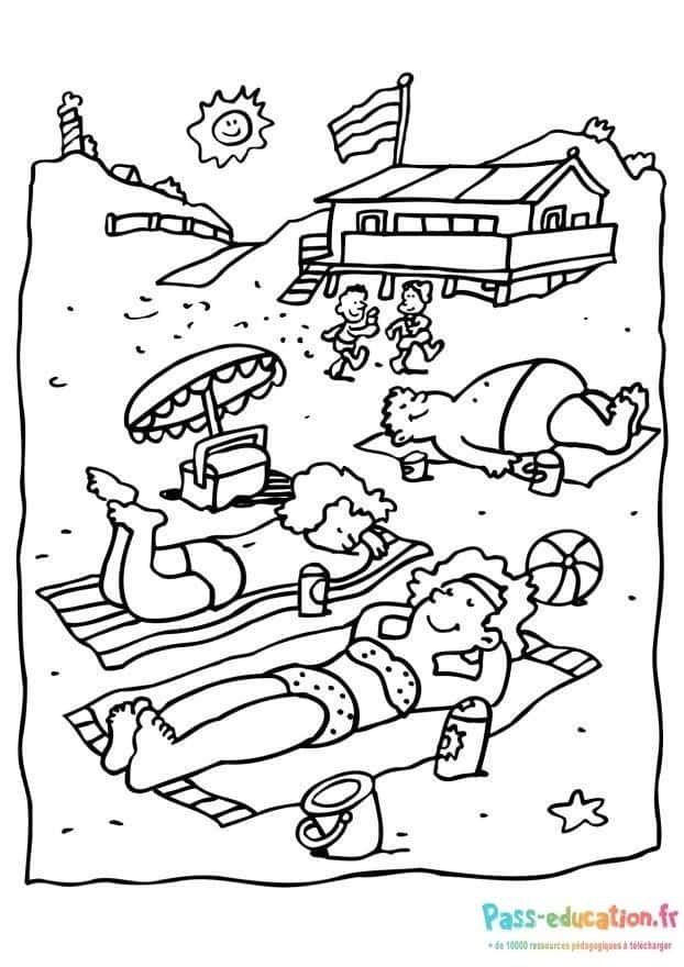 Coloriage Journée à la plage à imprimer et colorier