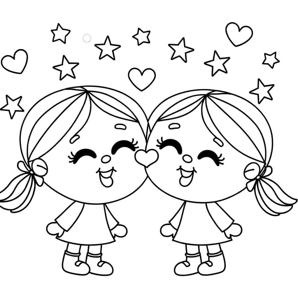 Coloriage Bisous étoilés à imprimer et colorier