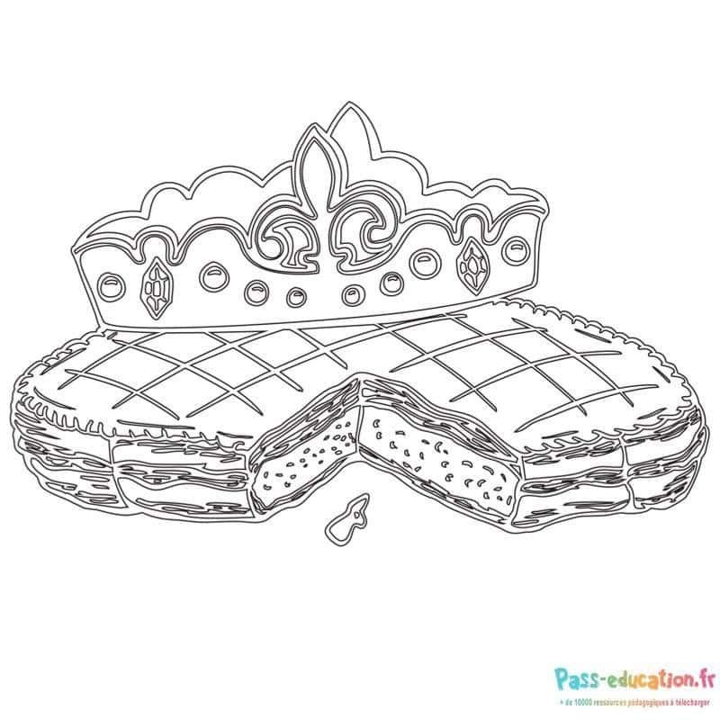 Coloriage Galette et couronne à imprimer et colorier