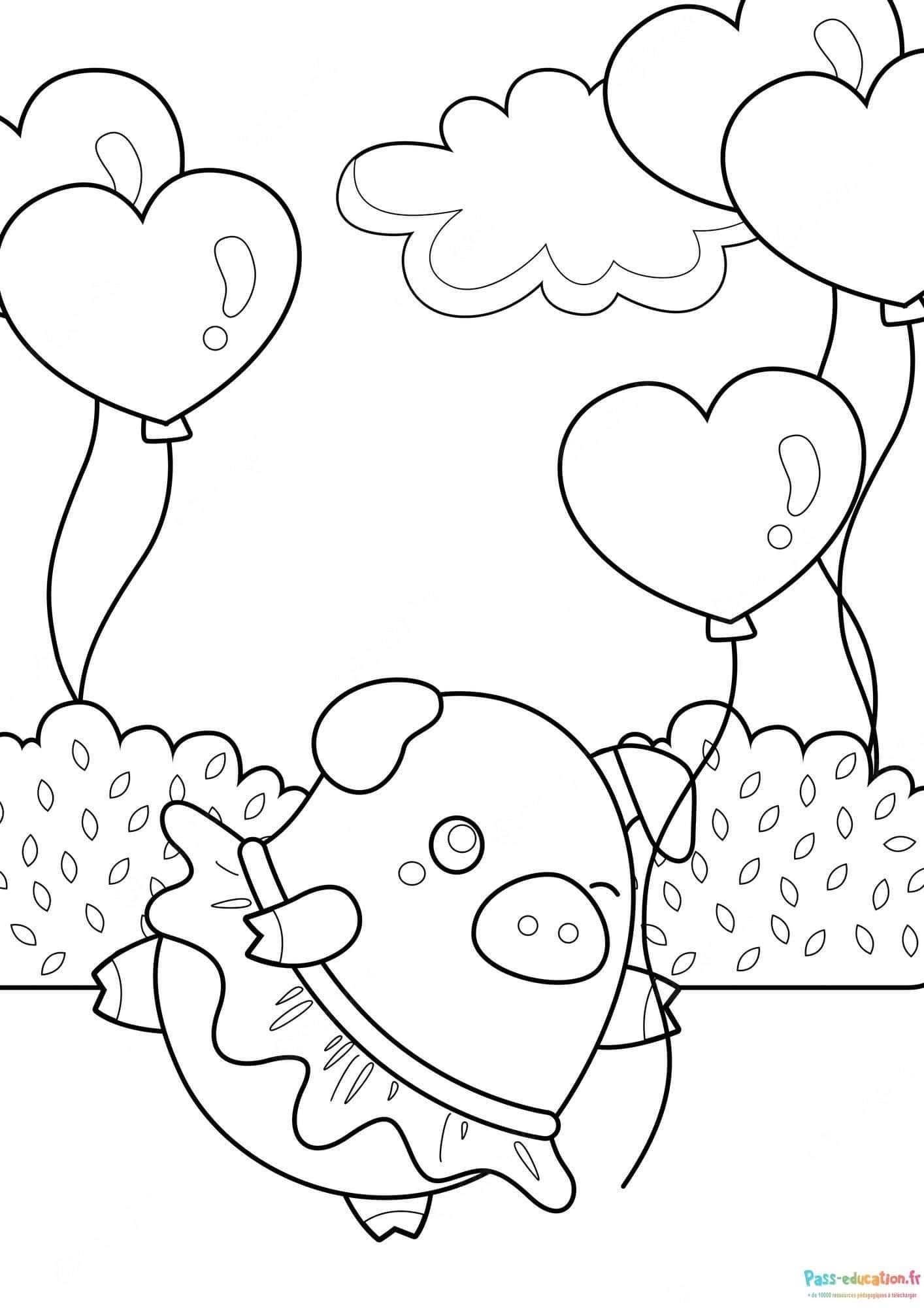 Coloriage Amour aérien à imprimer et colorier
