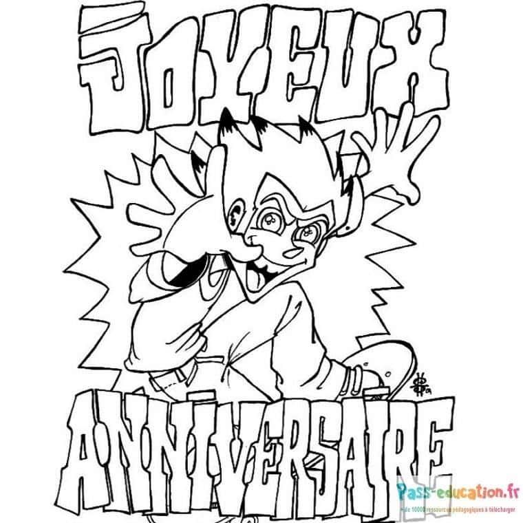 Coloriage Anniversaire joyeux à imprimer et colorier