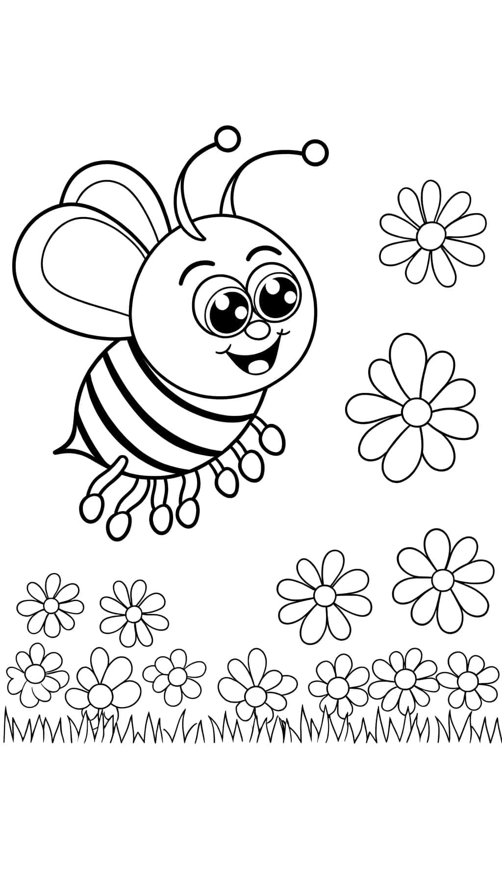Coloriage Abeille et Fleurs à imprimer et colorier