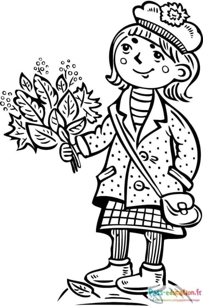 Coloriage Fille automnale à imprimer et colorier