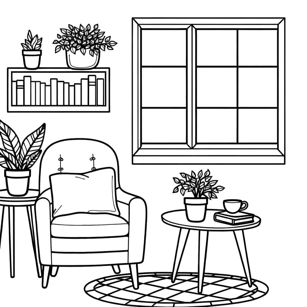 Coloriage Salon cosy à imprimer et colorier
