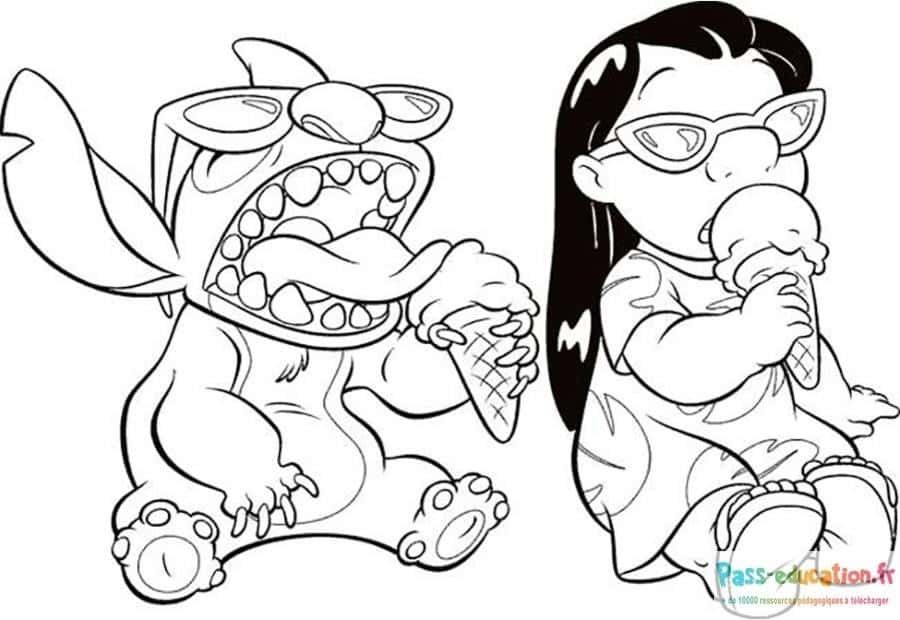 Coloriage Lilo et Stitch glaces à imprimer et colorier