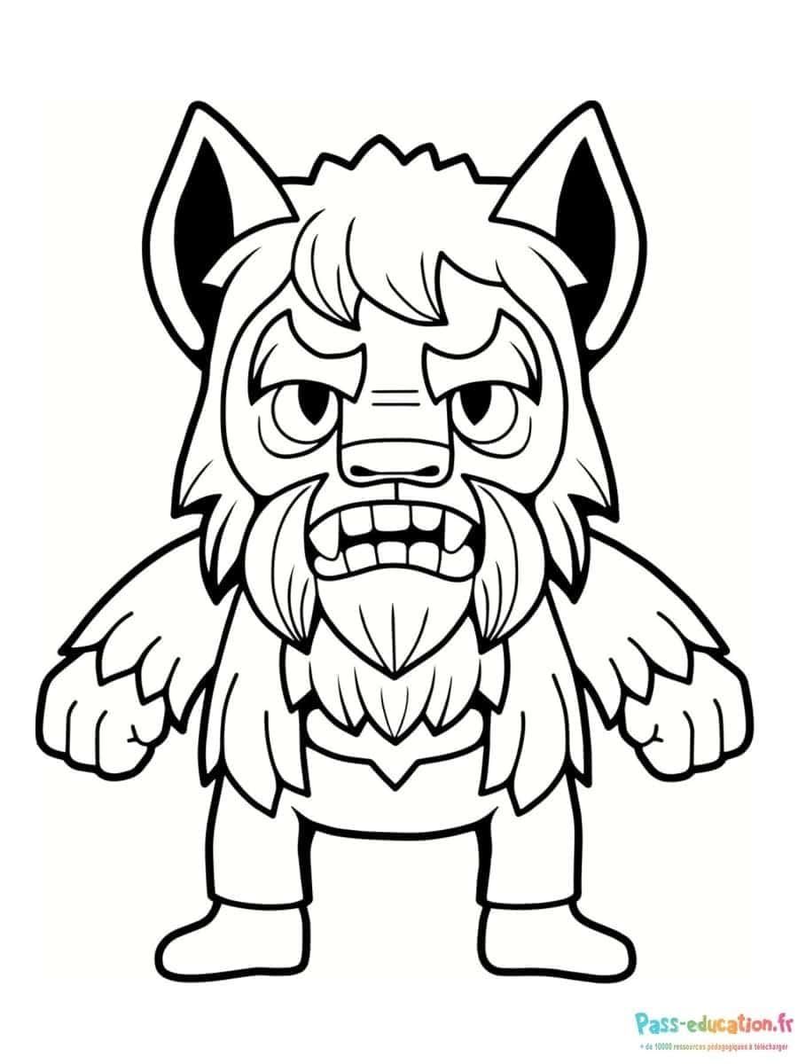 Coloriage Loup-garou menaçant à imprimer et colorier