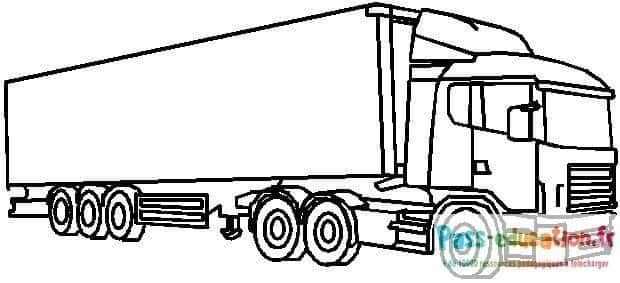 Coloriage Camion remorque à imprimer et colorier
