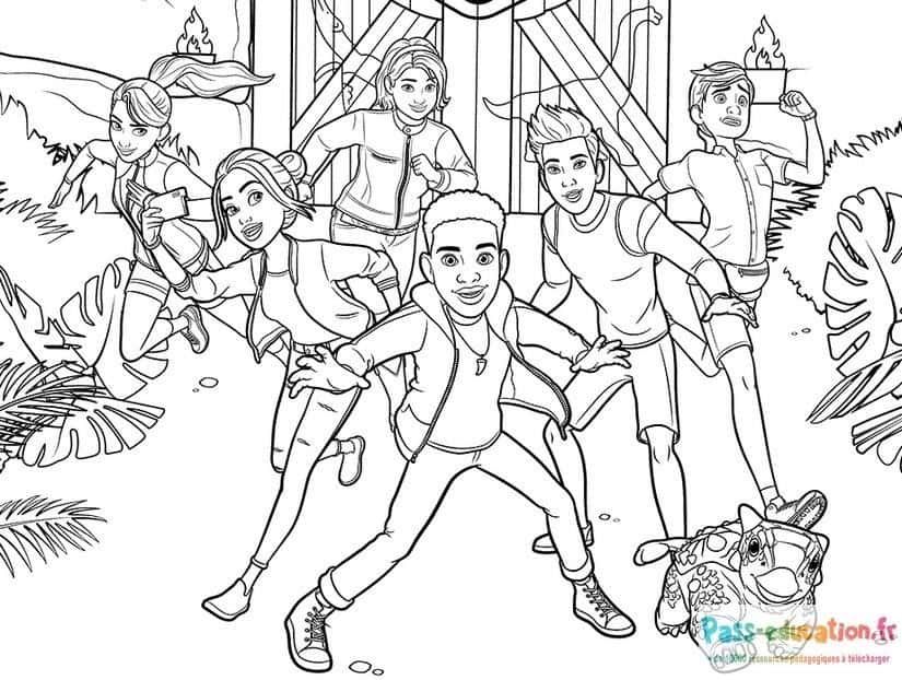 Coloriage Fuite des dinosaures à imprimer et colorier